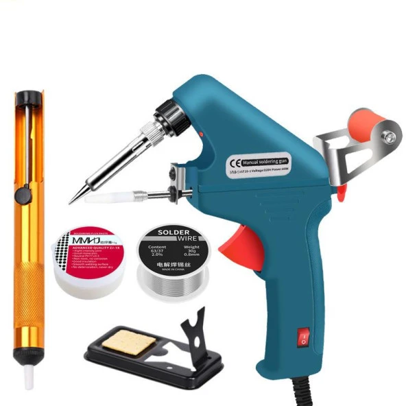 Valkyrie 5 Parça Tetikli Otomatik Beslemeli Havya Lehim Tabancası Seti - 60W 480°C Yeni Nesil Seramik Isınma - Tek El Kullanım - 2