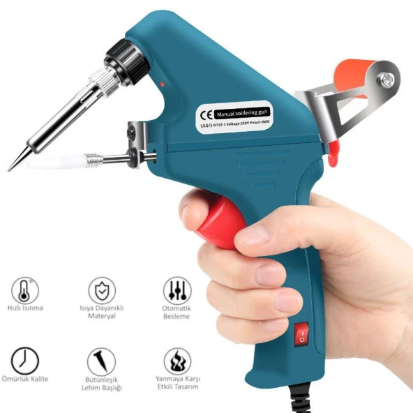 Valkyrie 5 Parça Tetikli Otomatik Beslemeli Havya Lehim Tabancası Seti - 60W 480°C Yeni Nesil Seramik Isınma - Tek El Kullanım - 4