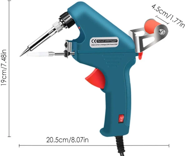 Valkyrie 5 Parça Tetikli Otomatik Beslemeli Havya Lehim Tabancası Seti - 60W 480°C Yeni Nesil Seramik Isınma - Tek El Kullanım - 6