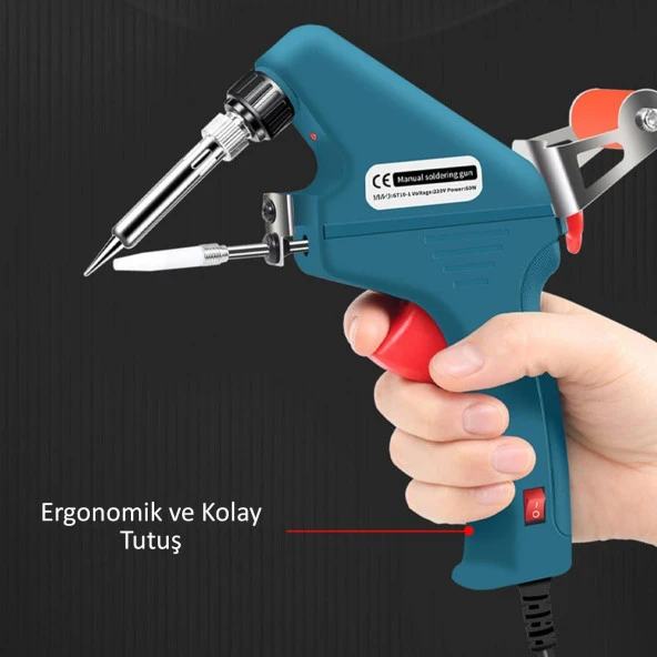 Valkyrie 5 Parça Tetikli Otomatik Beslemeli Havya Lehim Tabancası Seti - 60W 480°C Yeni Nesil Seramik Isınma - Tek El Kullanım - 8