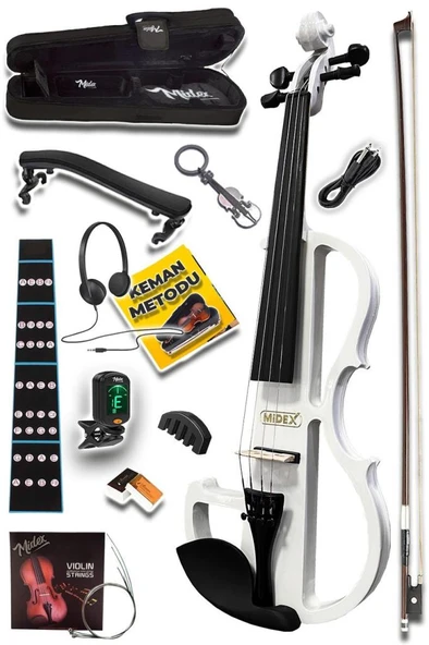 Midex RCZ-606W Elektro Keman Seti Beyaz (Kulaklık Kablo Metod Tuner Yastık ) ürün görseli 1