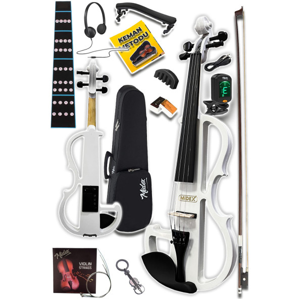 Midex Rcz-606W Elektro Keman Seti Beyaz (Kulaklık Kablo Metod Tuner Yastık) - 2