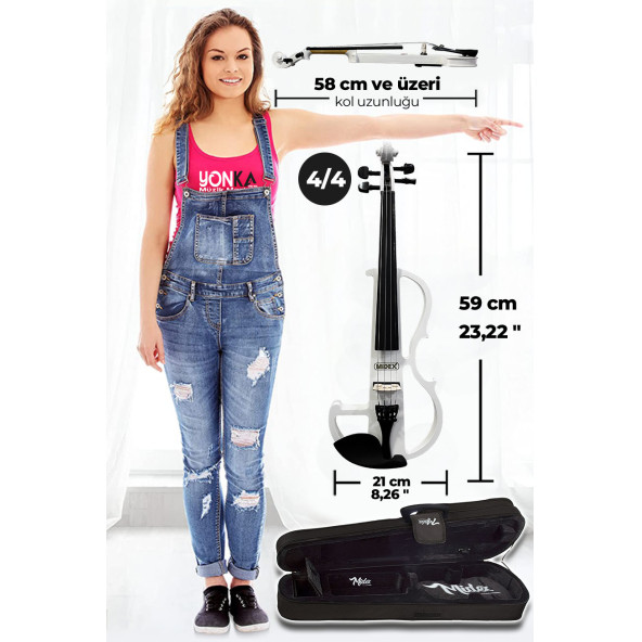 Midex Rcz-606W Elektro Keman Seti Beyaz (Kulaklık Kablo Metod Tuner Yastık) - 5