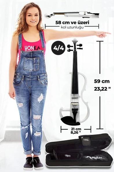 Midex RCZ-606W Elektro Keman Seti Beyaz (Kulaklık Kablo Metod Tuner Yastık ) - Resim 5