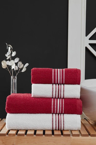 MODALİN 50x90 + 70x140 Cm Elvin 4'lü Banyo Havlusu Seti