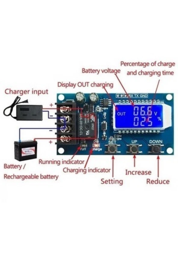 XY-L10A 6-60V Lityum Batarya Sarj Kontrol Modülü - Resim 2