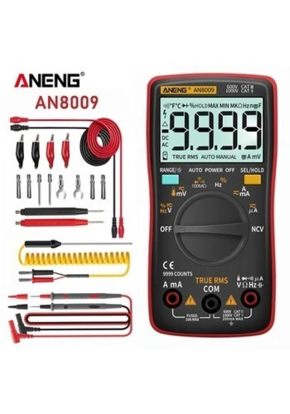 ANENG AN8009 Kullanışlı Otomatik Dijital Siyah Multimetre