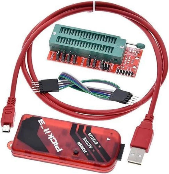 PICKIT3 Programlayıcı + Programlayıcı Adaptör Kartı