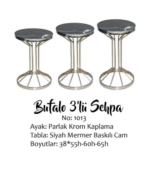 Brc zigon 13381 Bufalo Model Siyah Mermer Temper cam GÜMÜŞ Kaplama Metal Ayak