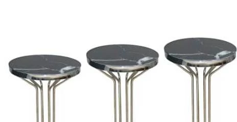 Brc zigon 13381 Bufalo Model Siyah Mermer Temper cam GÜMÜŞ Kaplama Metal Ayak - Resim 3