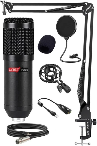 Lastvoice BM800BT Black Kondanser Mikrofon Stand Filtre Ses Kartı ürün görseli 1