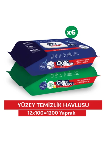 Clearmotion Yüzey Temizlik Havlusu (12x100) 1200 Yaprak