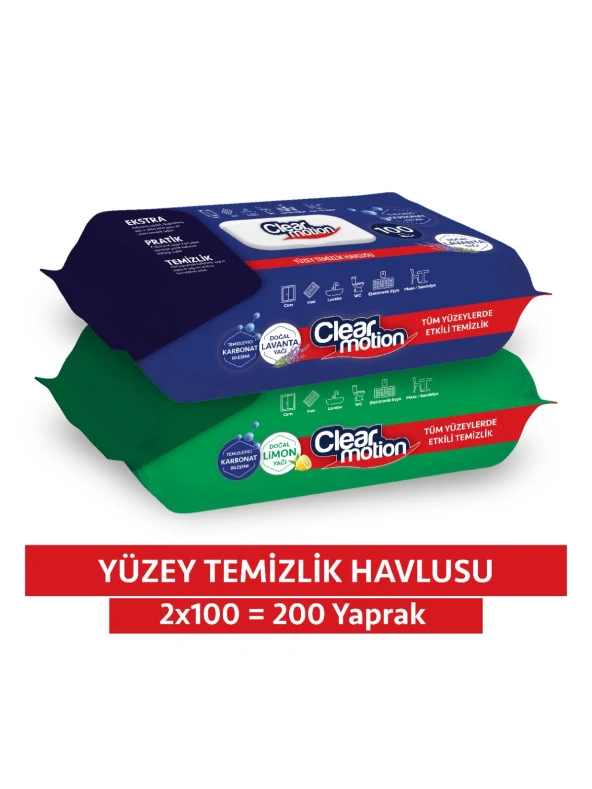 Clearmotion Yüzey Temizlik Havlusu (2x100) 200 Yaprak
