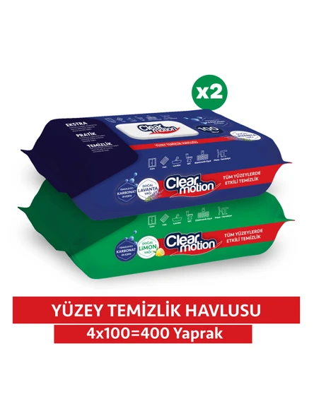 Clearmotion Yüzey Temizlik Havlusu (4x100) 400 Yaprak