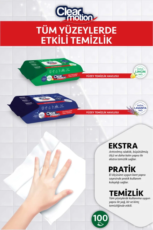 Pure Baby Clear Motion Yüzey Temizlik Havlusu (8x100) 800 Yaprak