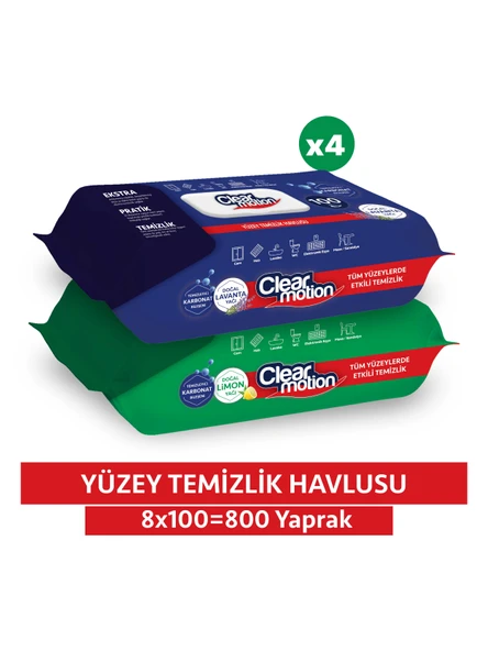 Clearmotion Yüzey Temizlik Havlusu (8x100) 800 Yaprak