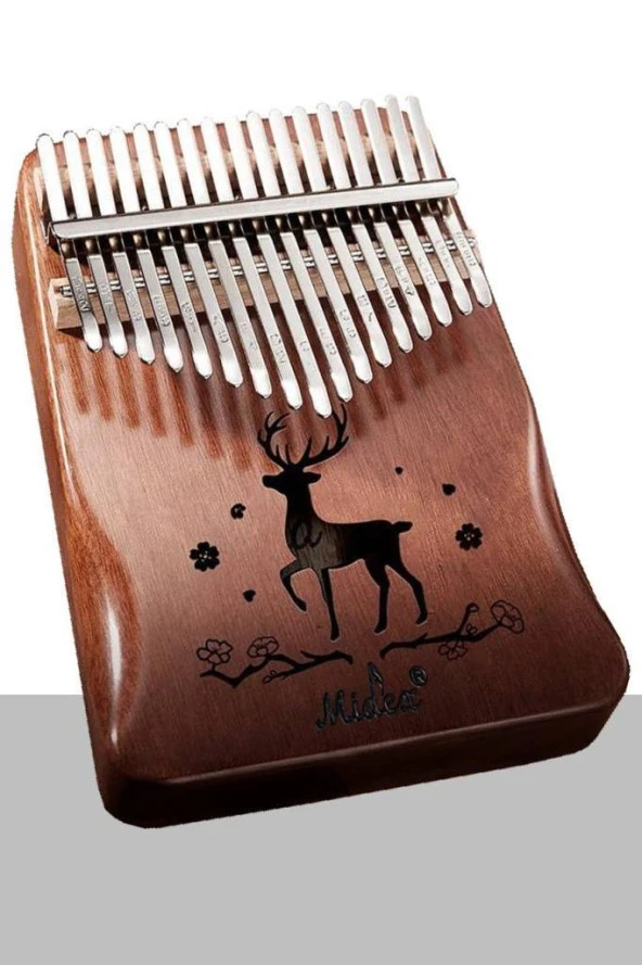 Midex KLX-520 Hakiki Ağaç Kalimba Geyik Desenli Ahşap Full Set 17 Çelik Tuşlu - 3