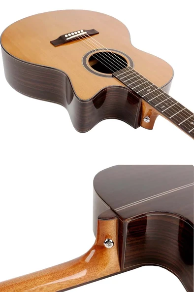 Maxword M501-EQ-AMP Profesyonel Masif Ağaç Amfili Elektro Akustik Gitar Seti üst Segment - 2