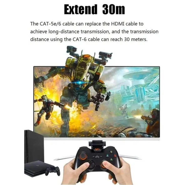 PrimeX PX-HDEX30 30 metre CAT6 Network Üzerinden 4K HDMI Uzatıcı, 4K HDMI Extender, Cat6 Hdmi Görüntü Aktarma (4K HDMI 2.0 CAT6 Aktarma) - 4