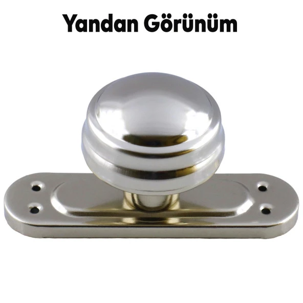 Mandal Aynalı Kapı Tokmağı Topuzu Çekme Kolu Metal Tokmak Nikel - Resim 2