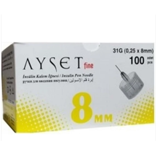 AYSET FINE INSULIN IGNE UCU NO:8 MM  6 KUTU