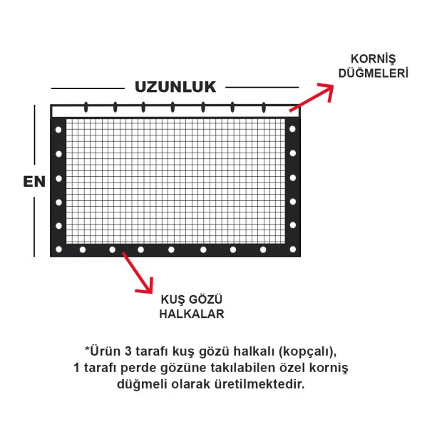 2,7x3 SİYAH KUŞ FİLESİ BALKON PERDESİ HAZIR KOPÇALI VE KORNİŞ DÜĞMELİ KEDİ KORUMA AĞI DOLU FİLESİ MİSİNA FİLE KUŞ ÖNLEME FİLESİ BALKON KORUMA AĞI - 5