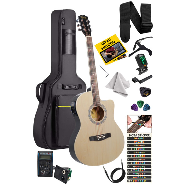Midex XC-300NT-EQ Profesyonel Elektro Akustik Gitar 4/4 Yetişkin Üst Segment (Gigbag Çanta Tuner Capo Askı Pena)