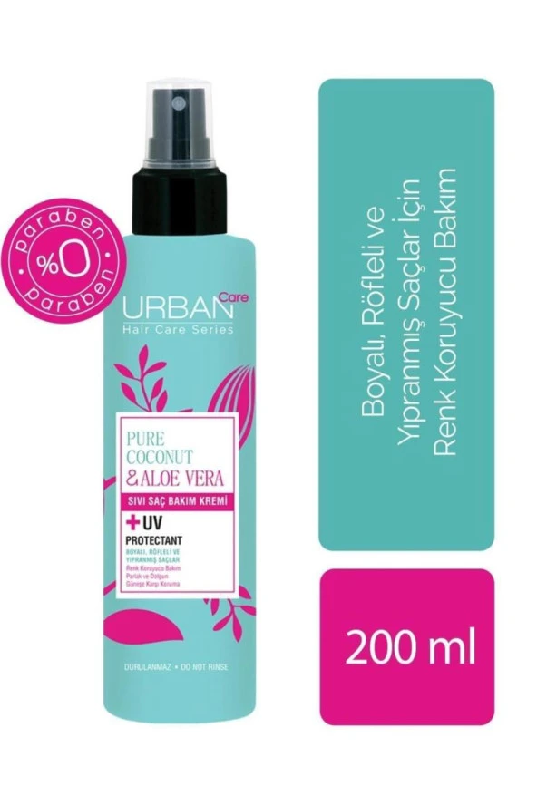 Urban Care Sıvı Saç Kremi 200 ml Saf Hindistan Cevizi Yağı Aloe Vera İçeren Renk Koruyucu