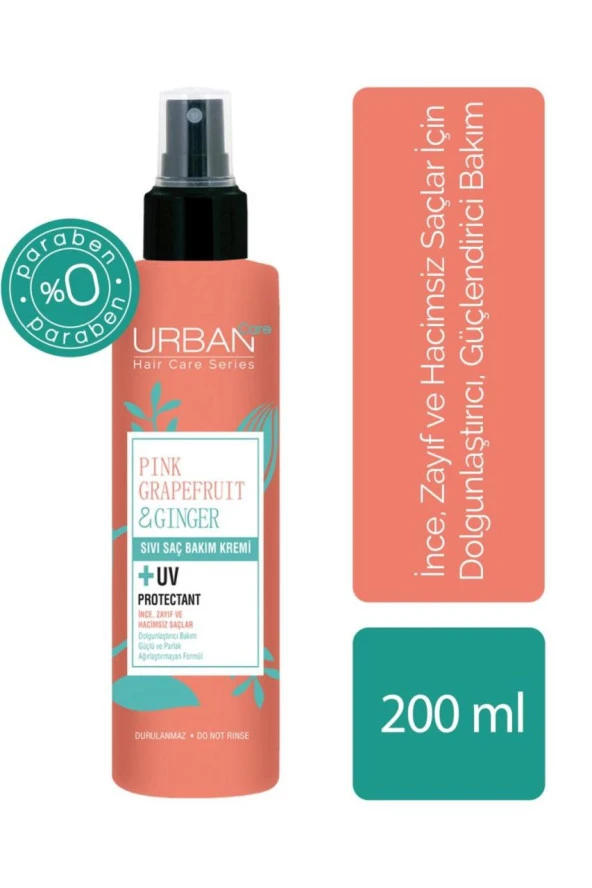 Urban Care Pembe Greyfurt ve Zencefil İçeren Dolgunlaştırıcı Sıvı Saç Bakım Kremi 200 ml