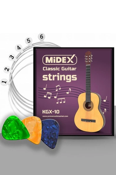 Midex KGX-10 Klasik Gitar Teli Takımı ve Pena Seti ürün görseli 1