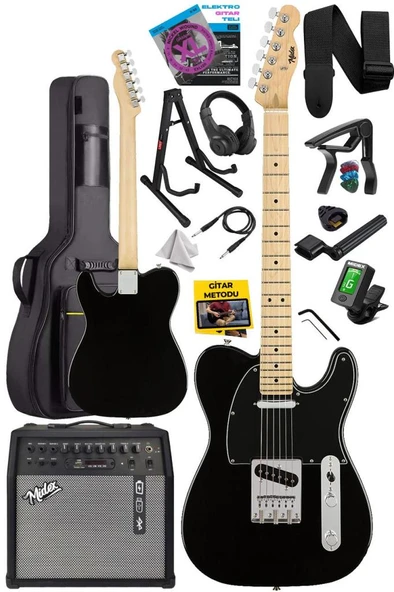 Midex TLX-50BK-50AMP Tele Kasa Maple Klavye 2 Single-Coil 50W Amfili Elektro Gitar - Resim 3