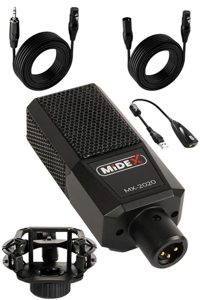 Midex MX-2020 Condenser +48V Stüdyo Ses Kayıt Mikrofonu - Resim 3