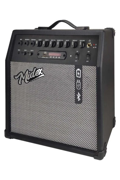 Midex MGA-50BK Elektro Gitar Amfisi 50 Watt USB Bluetooth Şarjlı 4 girişli - Resim 4