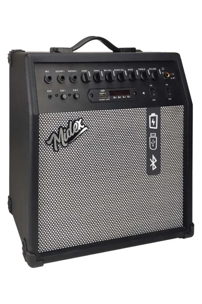 Midex MGA-50BK Elektro Gitar Amfisi 50 Watt USB Bluetooth Şarjlı 4 girişli - Resim 3