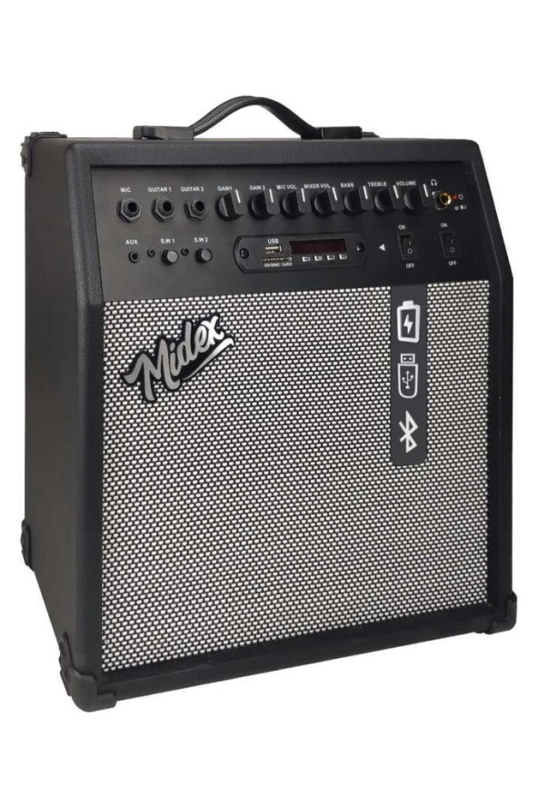 Midex MGA-50USB-BT Elektro Gitar Amfisi 50 Watt USB Bluetooth Şarjlı 4 girişli - 2