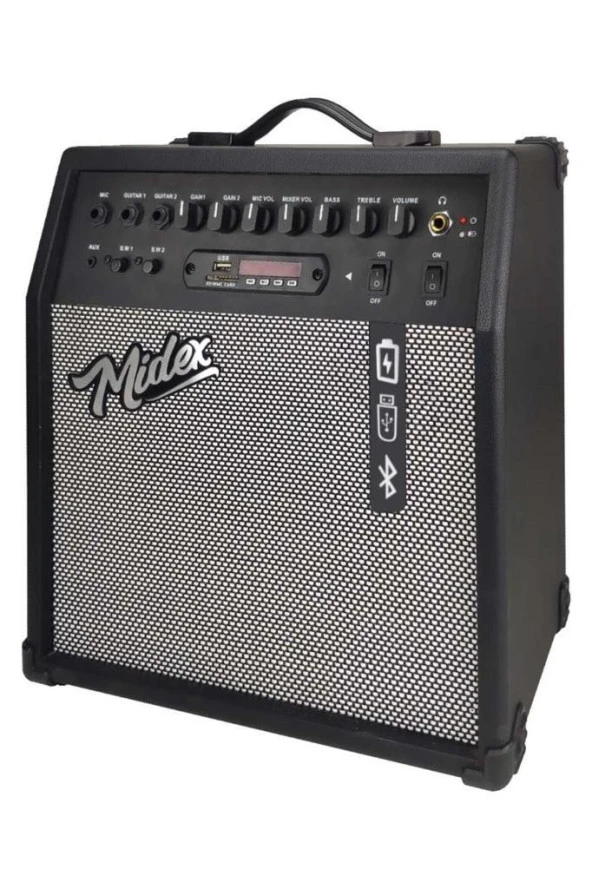 Midex MGA-50USB-BT Elektro Gitar Amfisi 50 Watt USB Bluetooth Şarjlı 4 girişli - 3