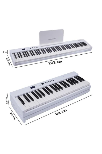 Midex PLX-100WH Taşınabilir Dijital Piyano Tuş Hassasiyetli 88 Tuş Bluetooth Şarjlı (Sustain Pedalı Kulaklık Çanta Metod) - Resim 4