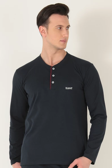 KANZ 2 Parça Erkek Soft Doğal Pamuk Pijama Takımı - 11