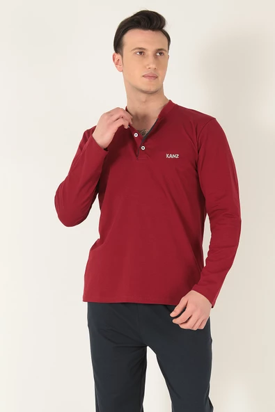 KANZ 2 Parça Erkek Soft Doğal Pamuk Pijama Takımı - 7