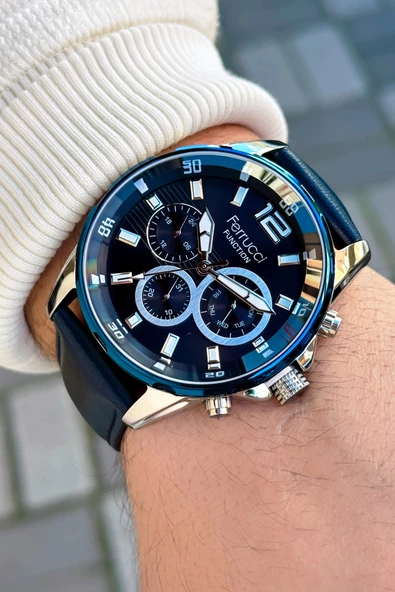 Ferrucci Function FCF.03265FK.02 Deri Kordon Erkek Kol Saati - Resim 4