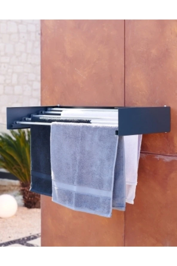 Design Kurutmalık Çamaşır Askısı - Duvara Monte, Katlanabilir Çamaşırlık - (antrasit-70cm)