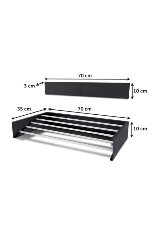 Design Kurutmalık Çamaşır Askısı - Duvara Monte, Katlanabilir Çamaşırlık - (antrasit-70cm) - 2
