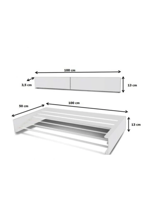 Design Kurutmalık Çamaşır Askısı - Duvara Monte, Katlanabilir Çamaşırlık - (beyaz-100cm) - 2