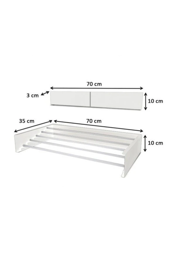 Design Kurutmalık Çamaşır Askısı - Duvara Monte, Katlanabilir Çamaşırlık - (BEYAZ-70CM) - 4