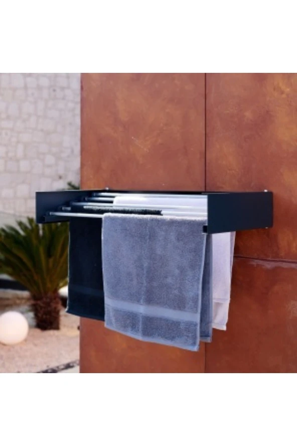 Design Kurutmalık Çamaşır Askısı - Duvara Monte, Katlanabilir Çamaşırlık - (cappuccıno-70cm) - 6