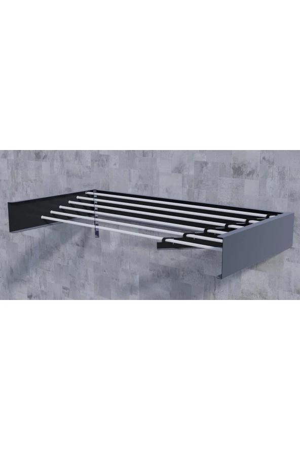 Design Kurutmalık Çamaşır Askısı - Duvara Monte, Katlanabilir Çamaşırlık - (antrasit-100cm) - 4