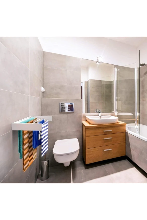 Design Kurutmalık Çamaşır Askısı - Duvara Monte, Katlanabilir Çamaşırlık - (beyaz-100cm) - 5