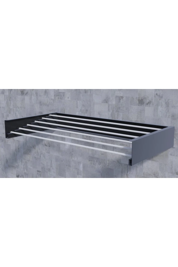 Design Kurutmalık Çamaşır Askısı - Duvara Monte, Katlanabilir Çamaşırlık - (antrasit-100cm) - 5