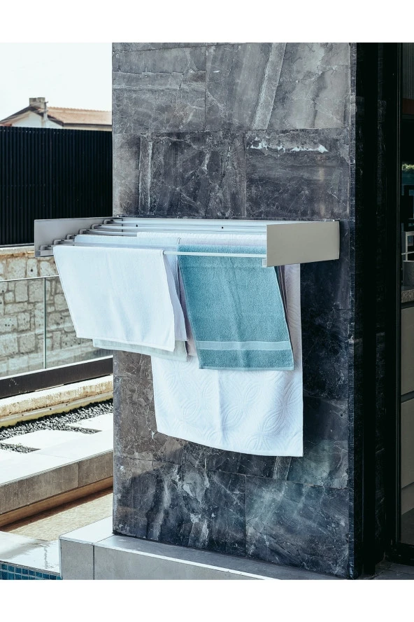 Design Kurutmalık Çamaşır Askısı (BEYAZ-100CM) - Duvara Monte, Katlanabilir Çamaşırlık - - 6