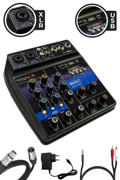 Midex MX-2020 Solo Mix Condenser Mikrofon ve Kayıt Mixer Seti - Resim 3